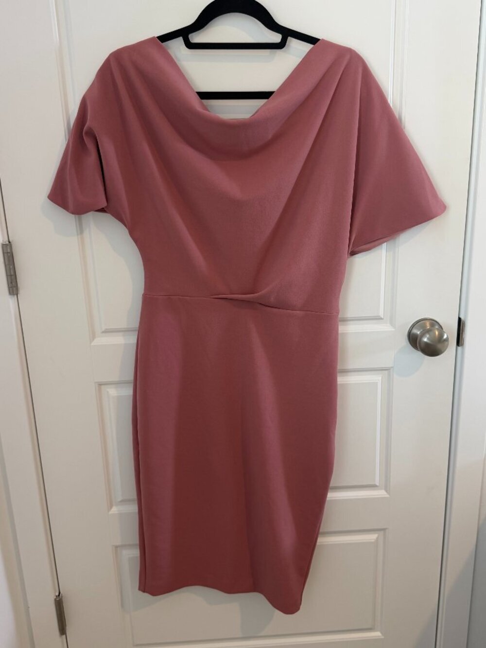 Alexia Admor Dusty Rose Cowl Neck Sheath Dress Women's Medium Career Cocktail